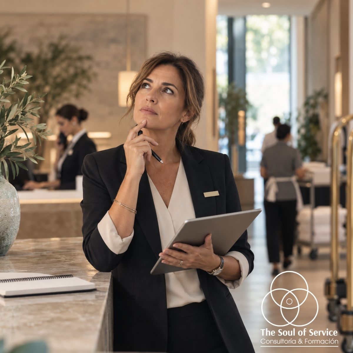 Responsable hotelera valorando cómo aplicar los cambios del ALEH VI en la operación diaria