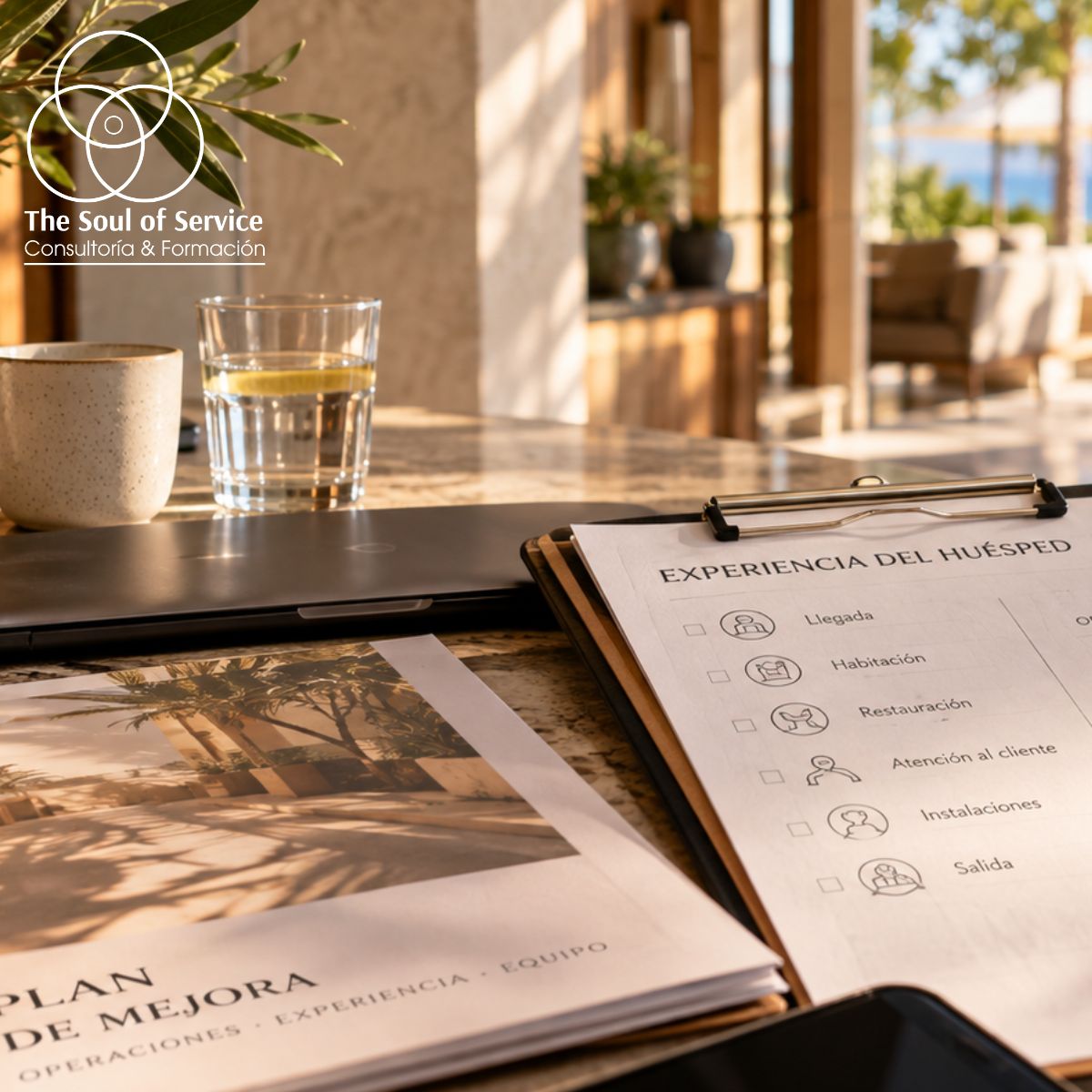 Auditoría hotelera de experiencia del huésped con checklist de evaluación, observaciones y plan de mejora continua en un hotel.